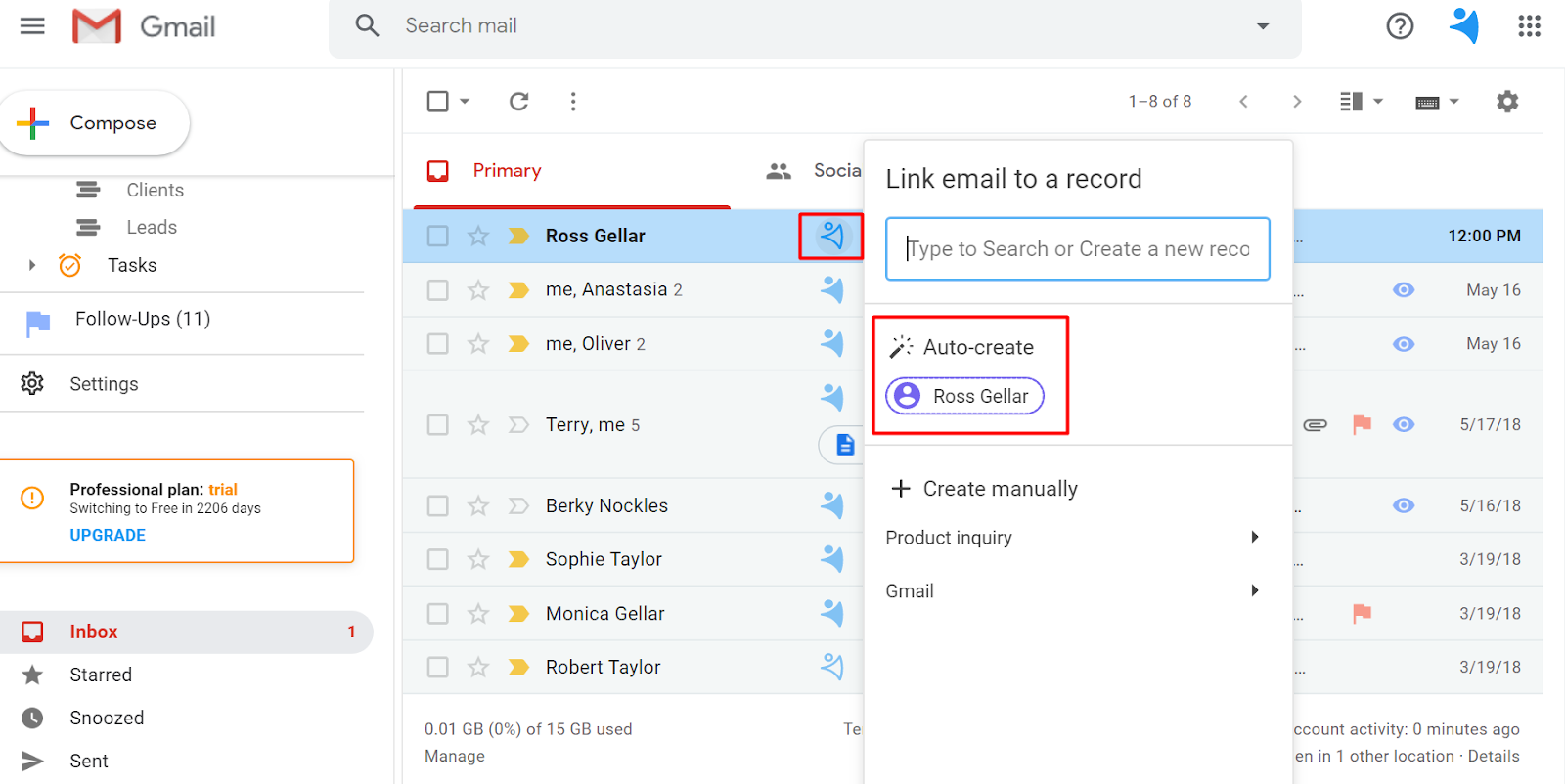 Record creation in NetHunt CRM