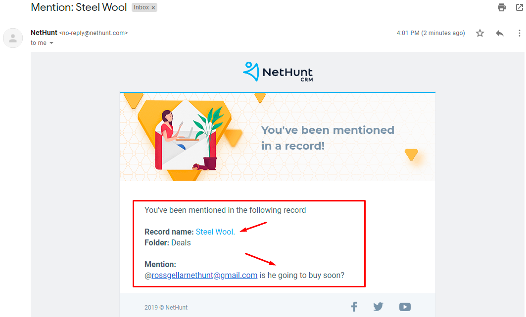 Email with Mention with NetHunt CRM