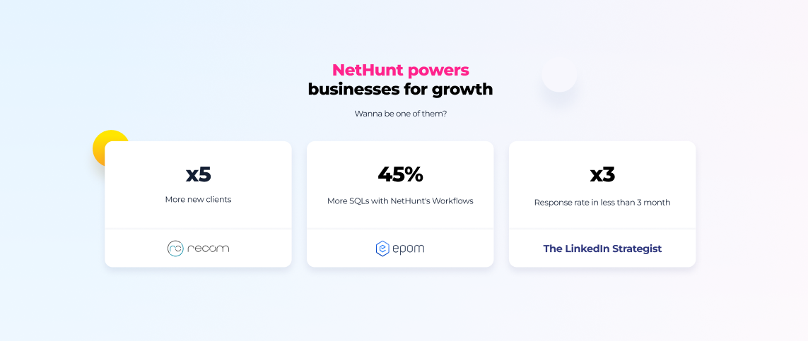 Milestones of NetHunt CRM customers