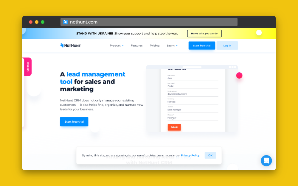 NetHunt CRM for lead management