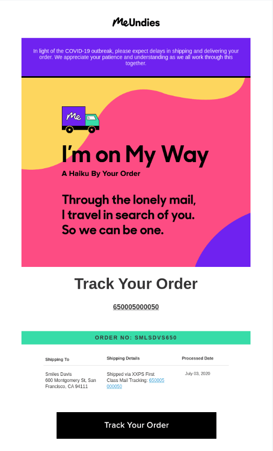 An example of a shipping confirmation email