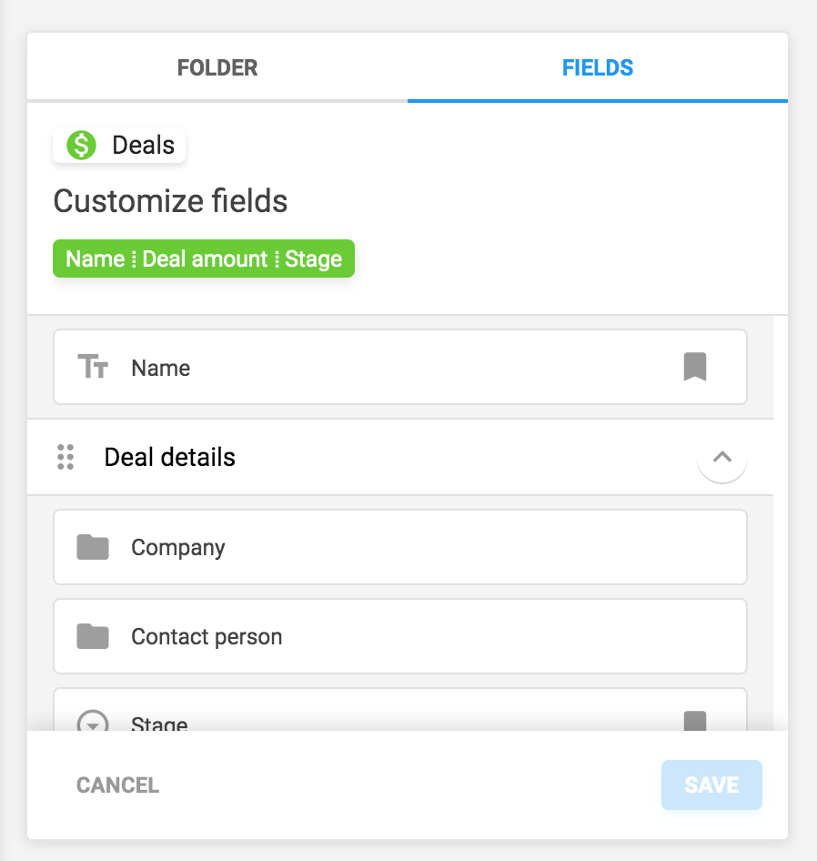 Field customisation in NetHunt CRM