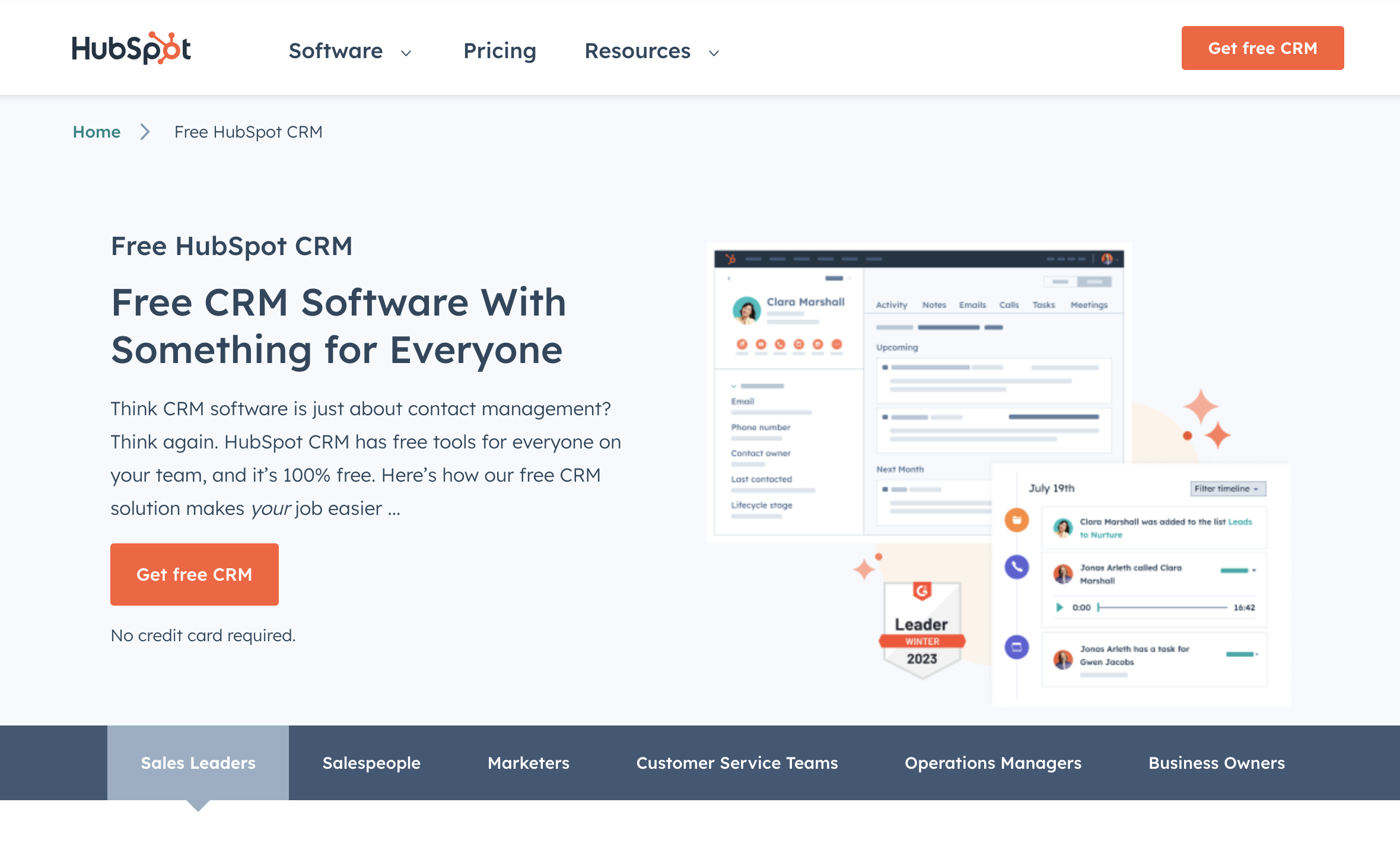 Screenshot of the HubSpot CRM for LinkedIn website 