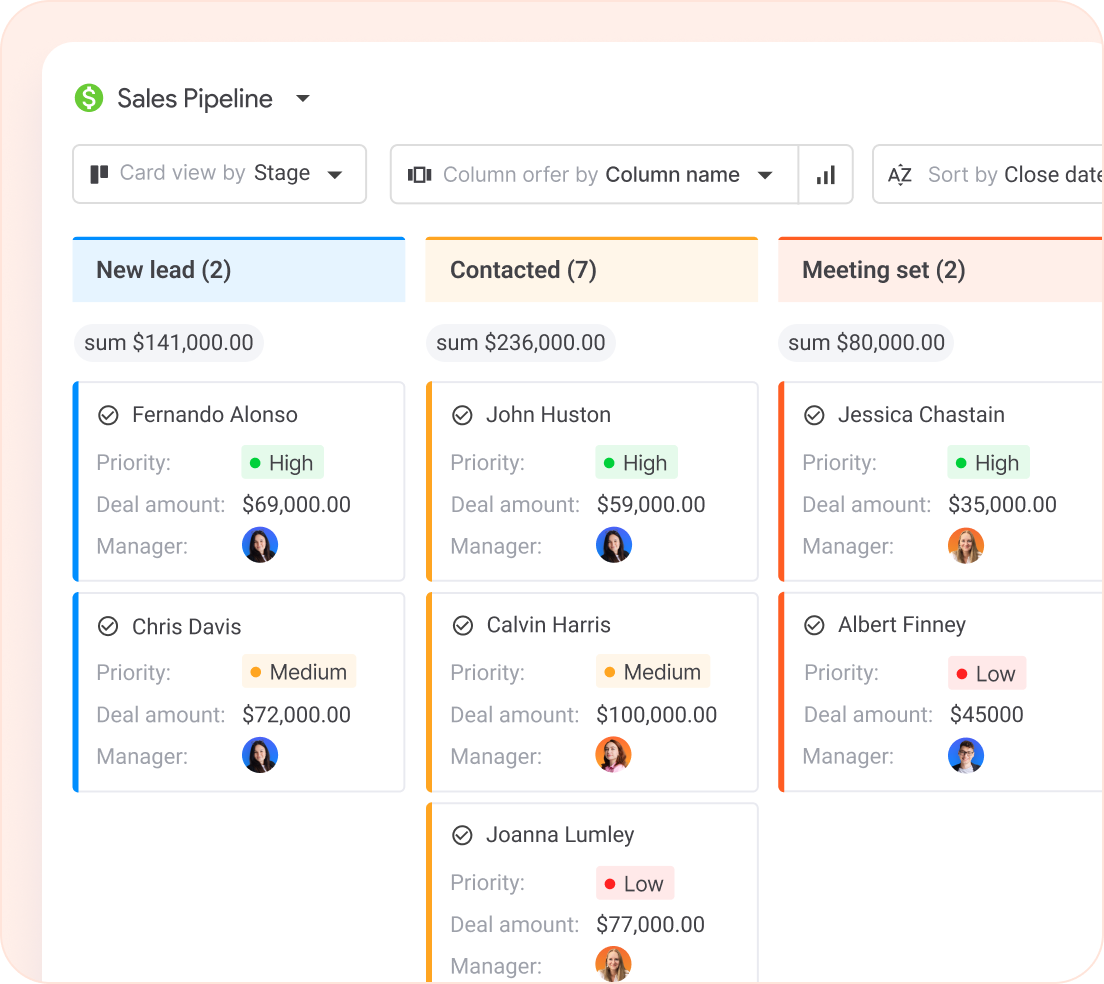 Sales pipeline in NetHunt CRM