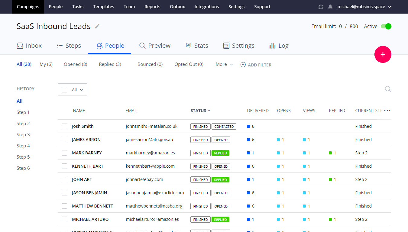 Reply.io User Interface | NetHunt CRM Blog