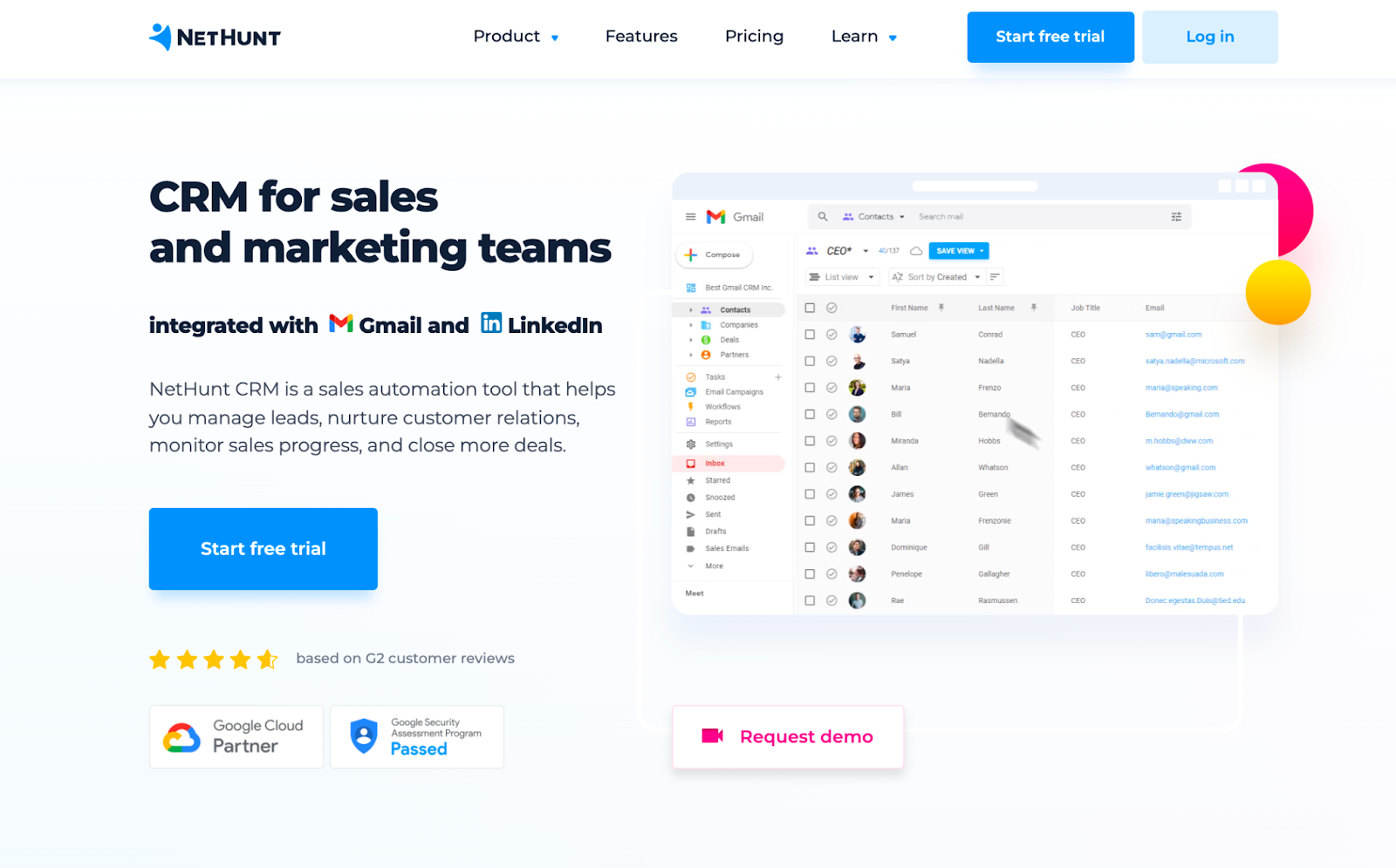 NetHunt CRM — a CRM that lives in your Gmail inbox | Pipedrive alternatives
