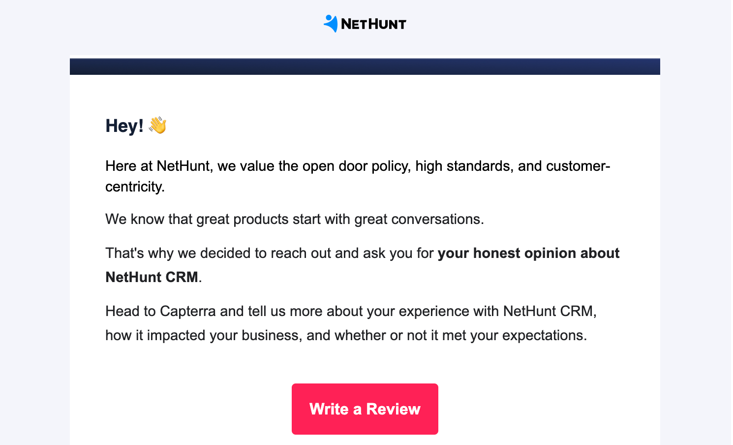 NetHunt CRM Capterra campaign to generate social proof