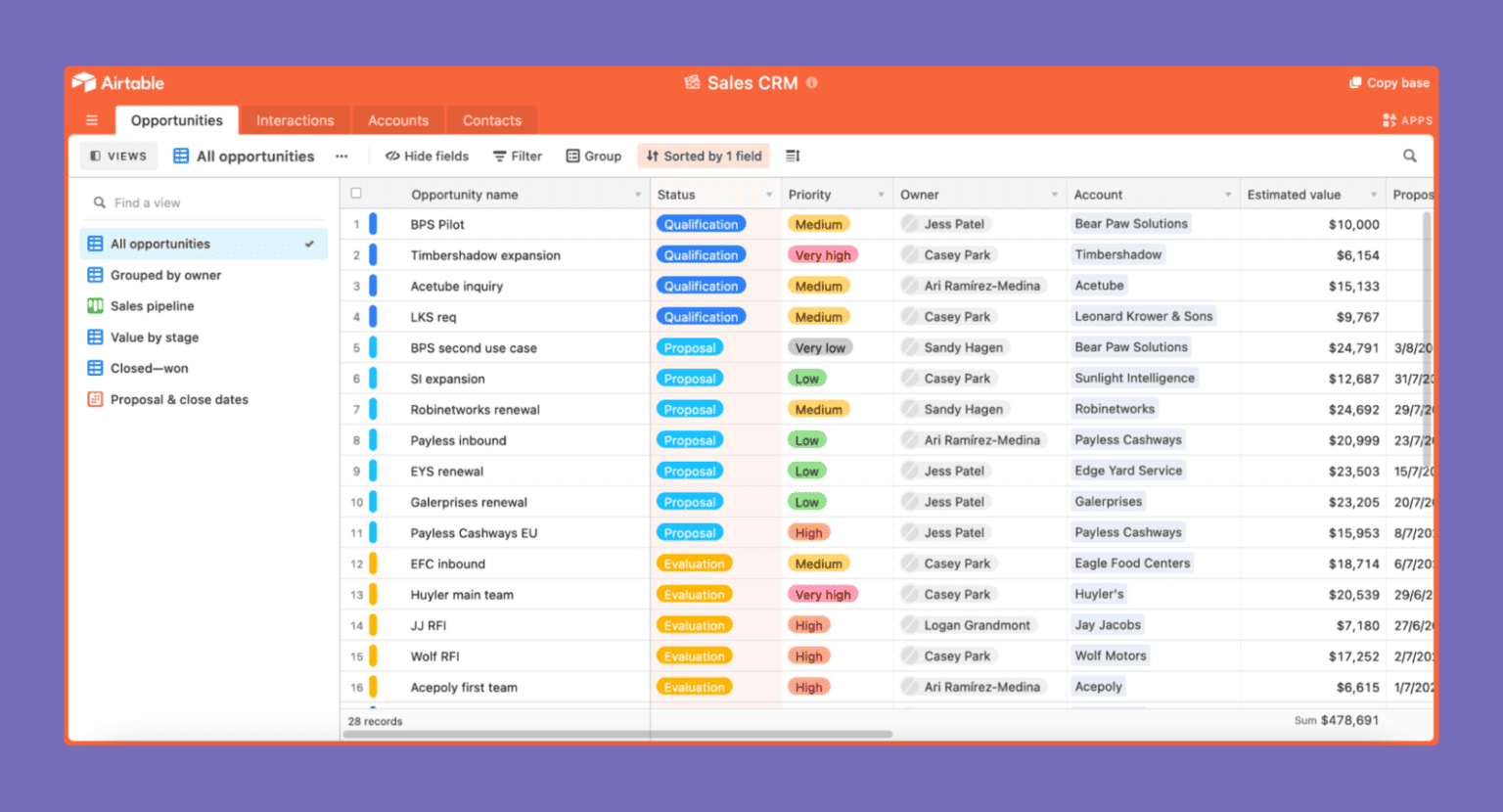 Using Airtable as a sales CRM