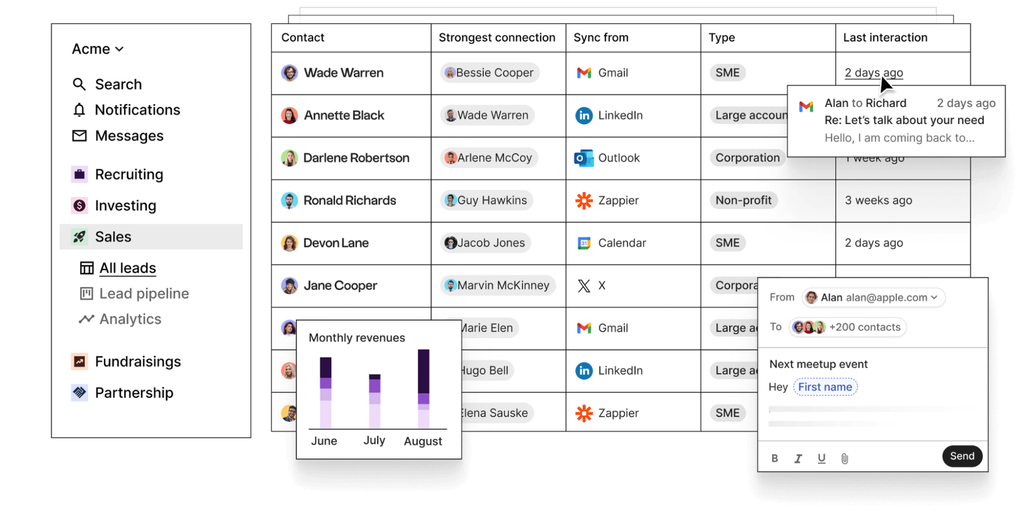 folk CRM interface