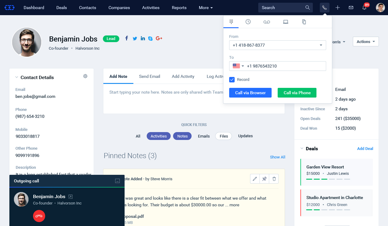 Contact management in Salesmate CRM