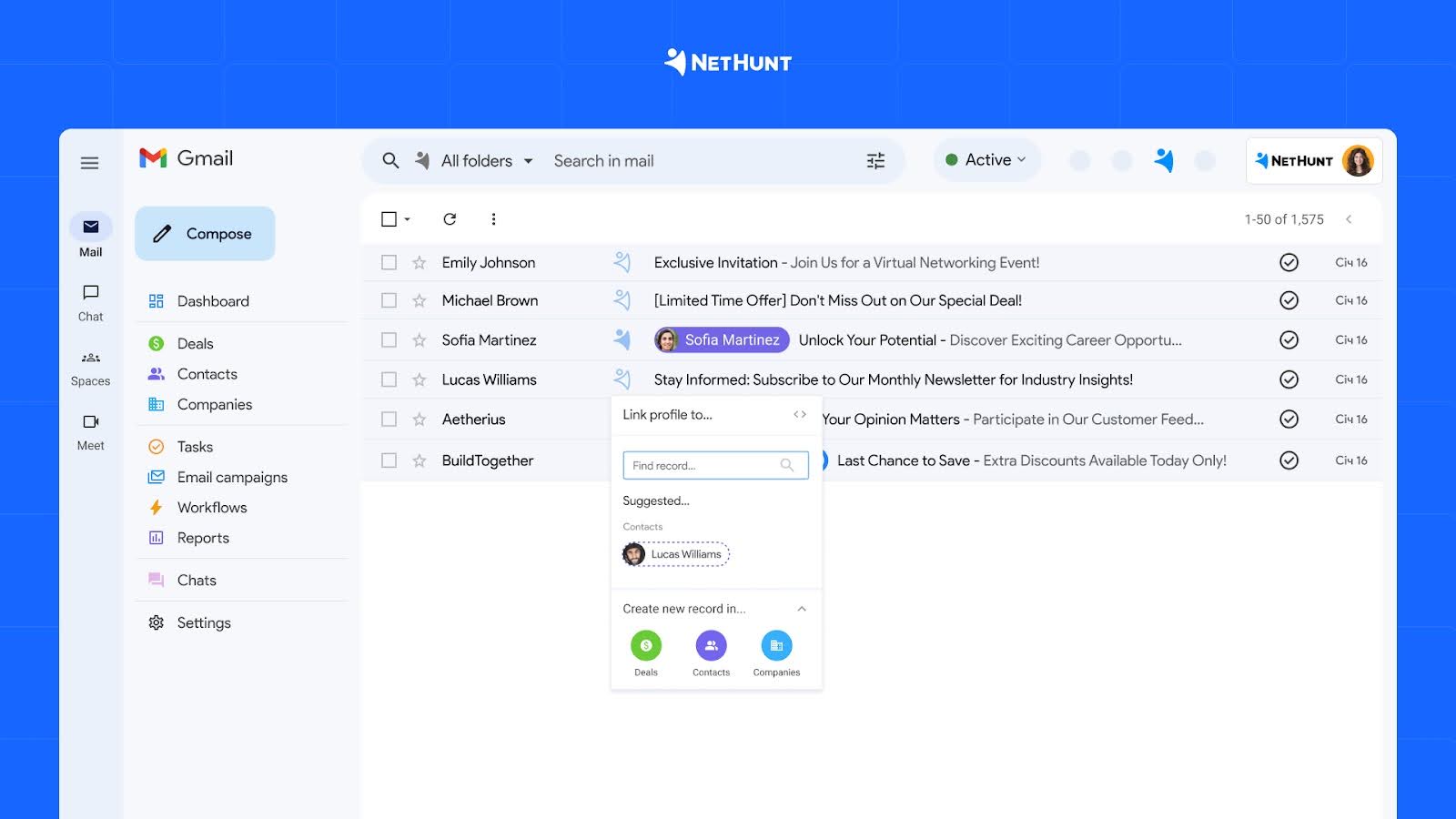 NetHunt CRM in Gmail — Pipedrive CRM alternative