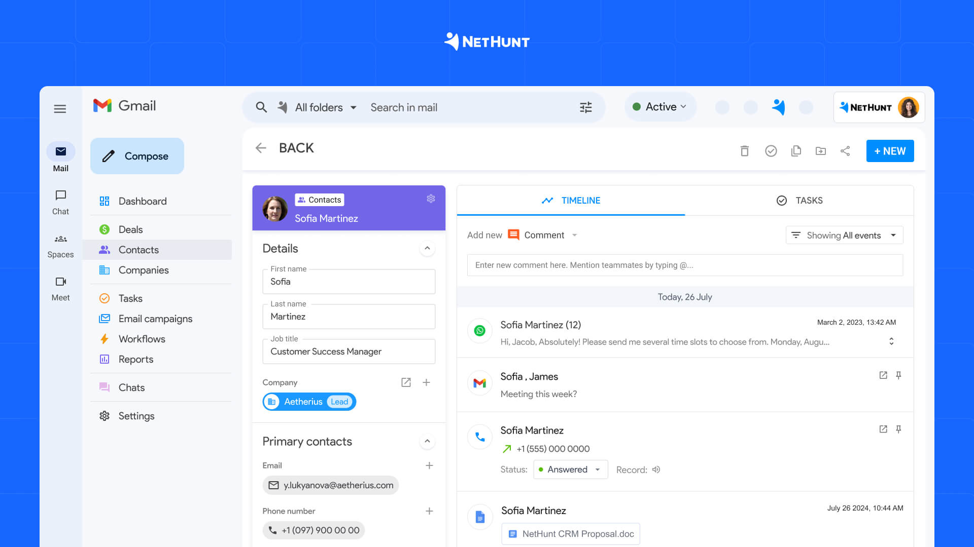 Record and Timeline in NetHunt CRM