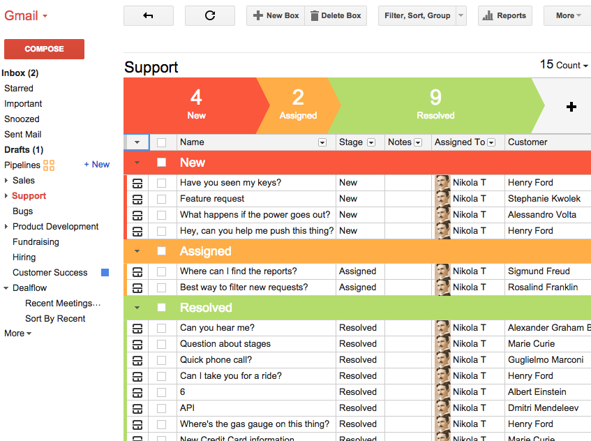Streak CRM interface
