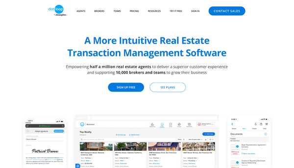 Screenshot of the SkySlope transaction management system website homepage