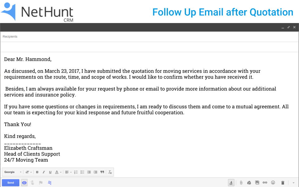 How To Write A Follow Up Email To Client After Quotation NetHunt CRM