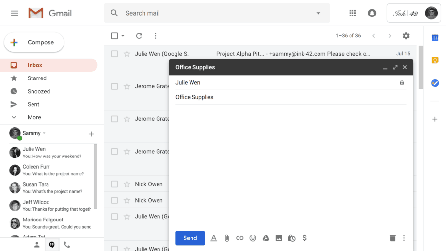 Smart compose for emails in Gmail