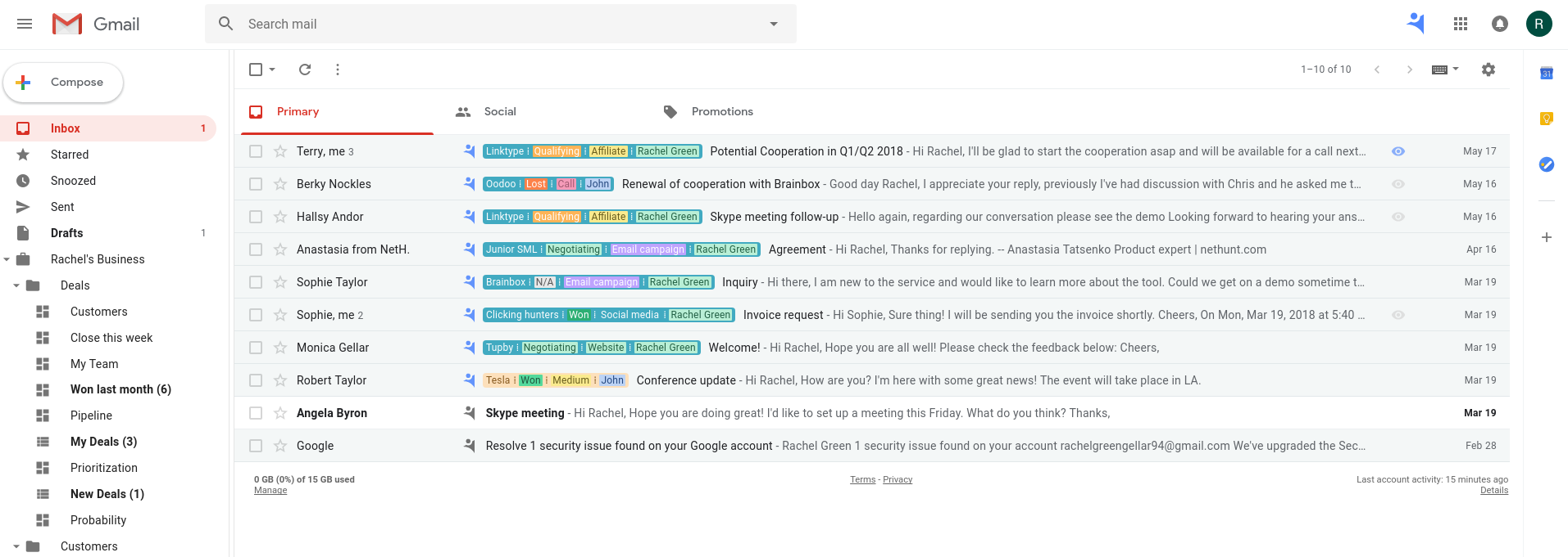 NetHunt CRM in New Gmail Interface