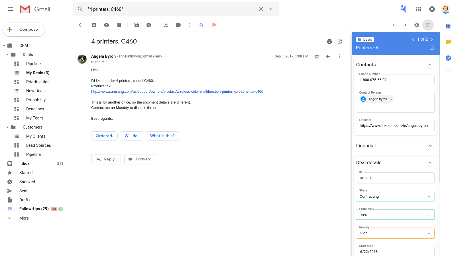 New linked email to records look in NetHunt CRM
