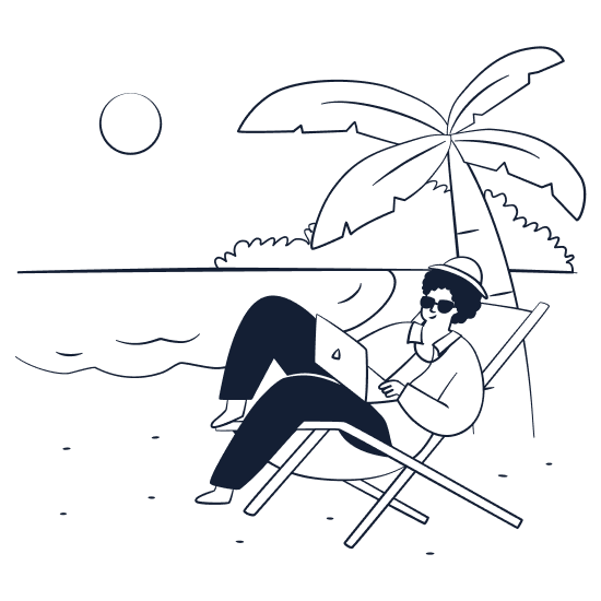 Travel agent CRM for /illustrations/digital-nomad-working-near-beach.png