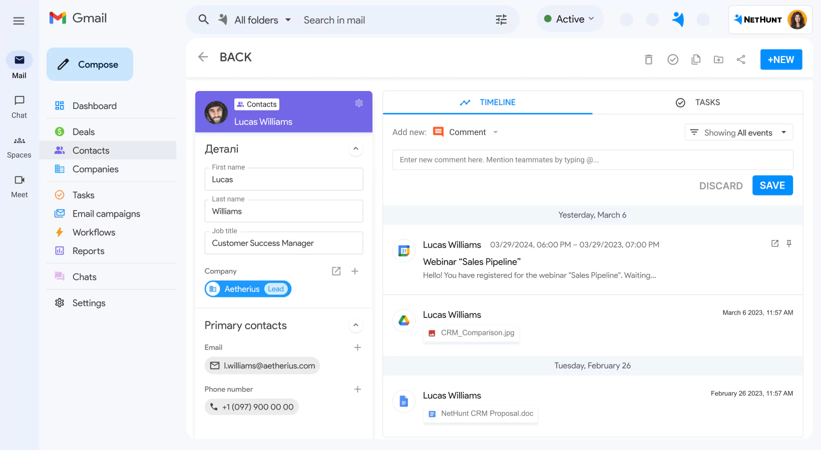 NetHunt CRM integration with Google Contacts screen 3