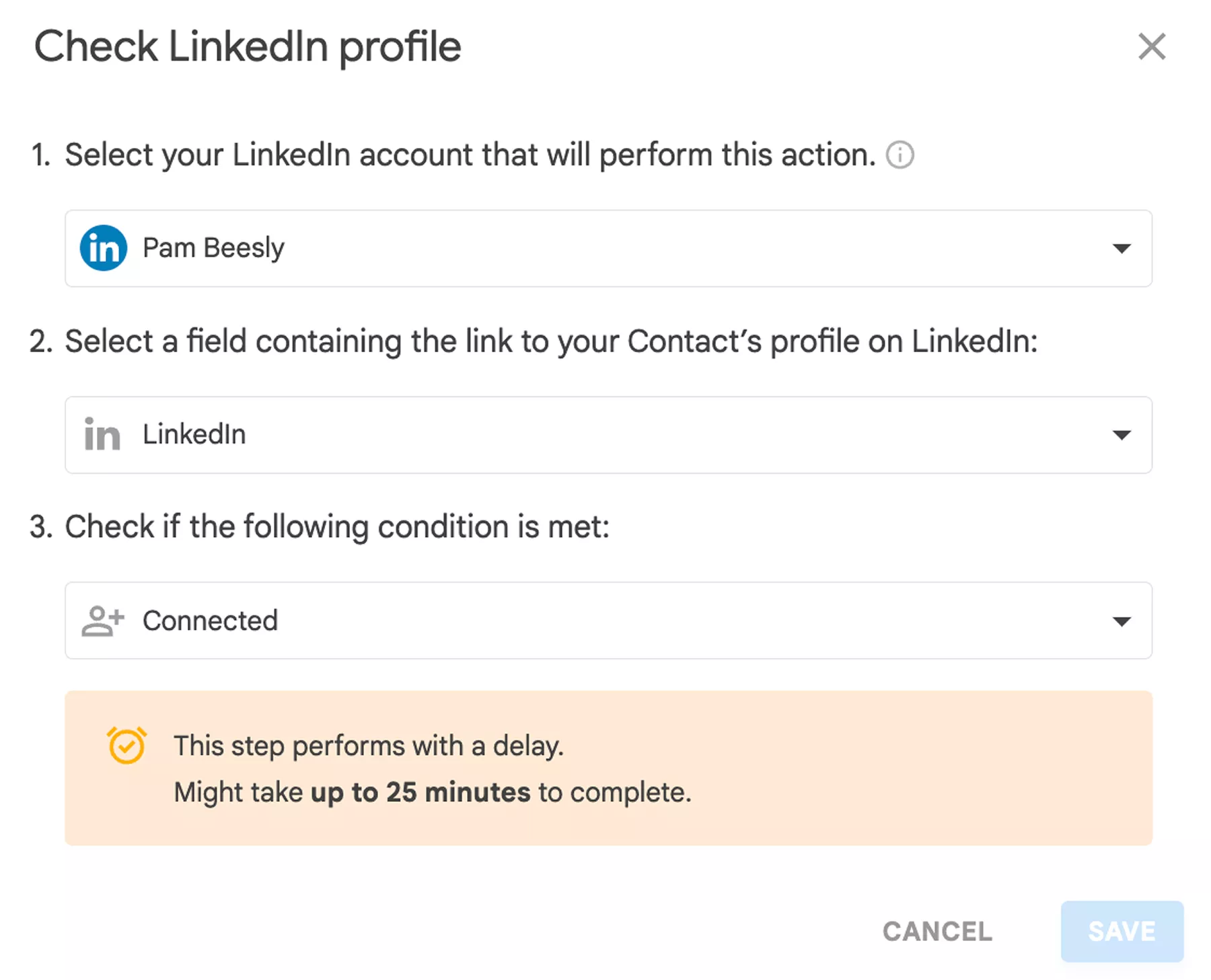 Checking the LinkedIn connection