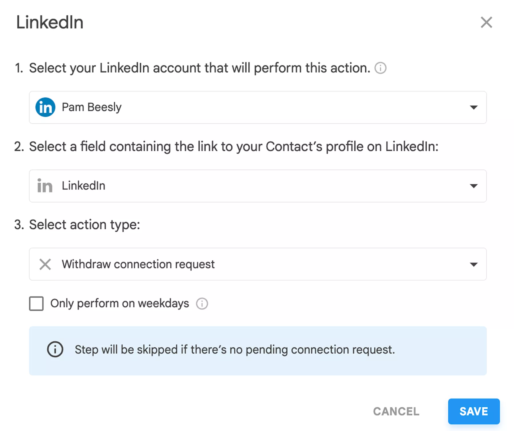 Withdrawing the connection request