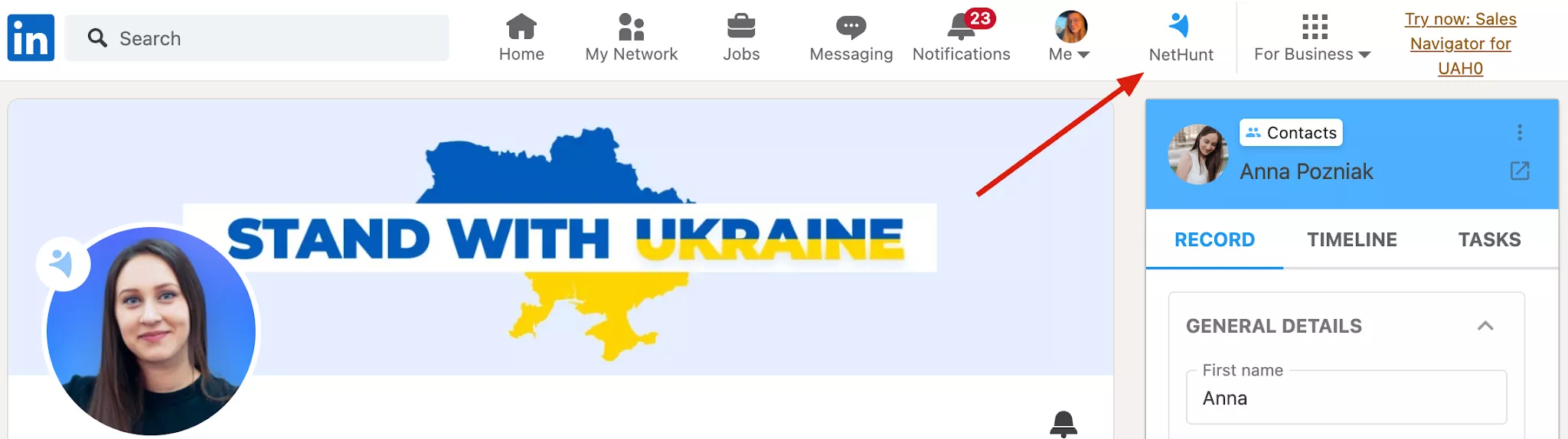 The NetHunt icon on the LinkedIn page