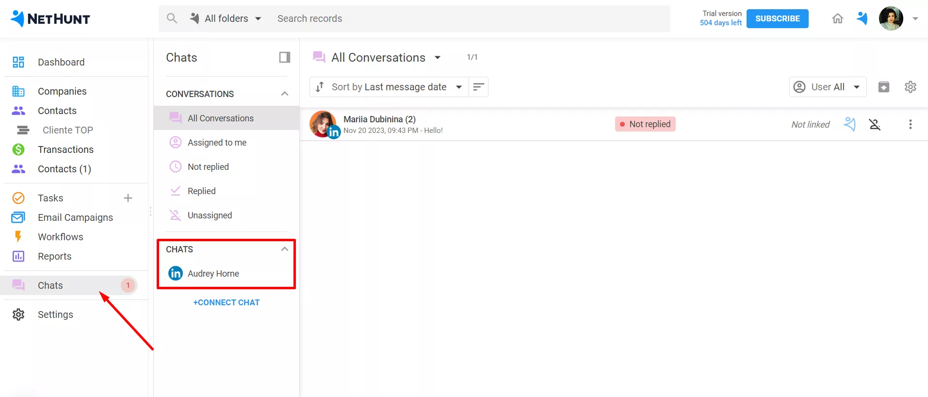 An automatically enriched lead profile