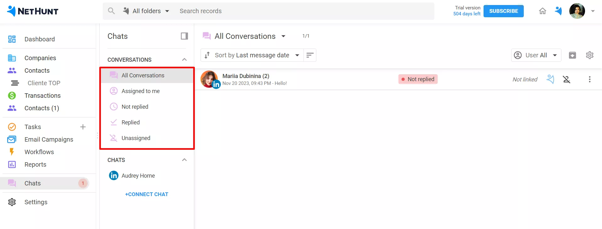 An automatically enriched lead profile