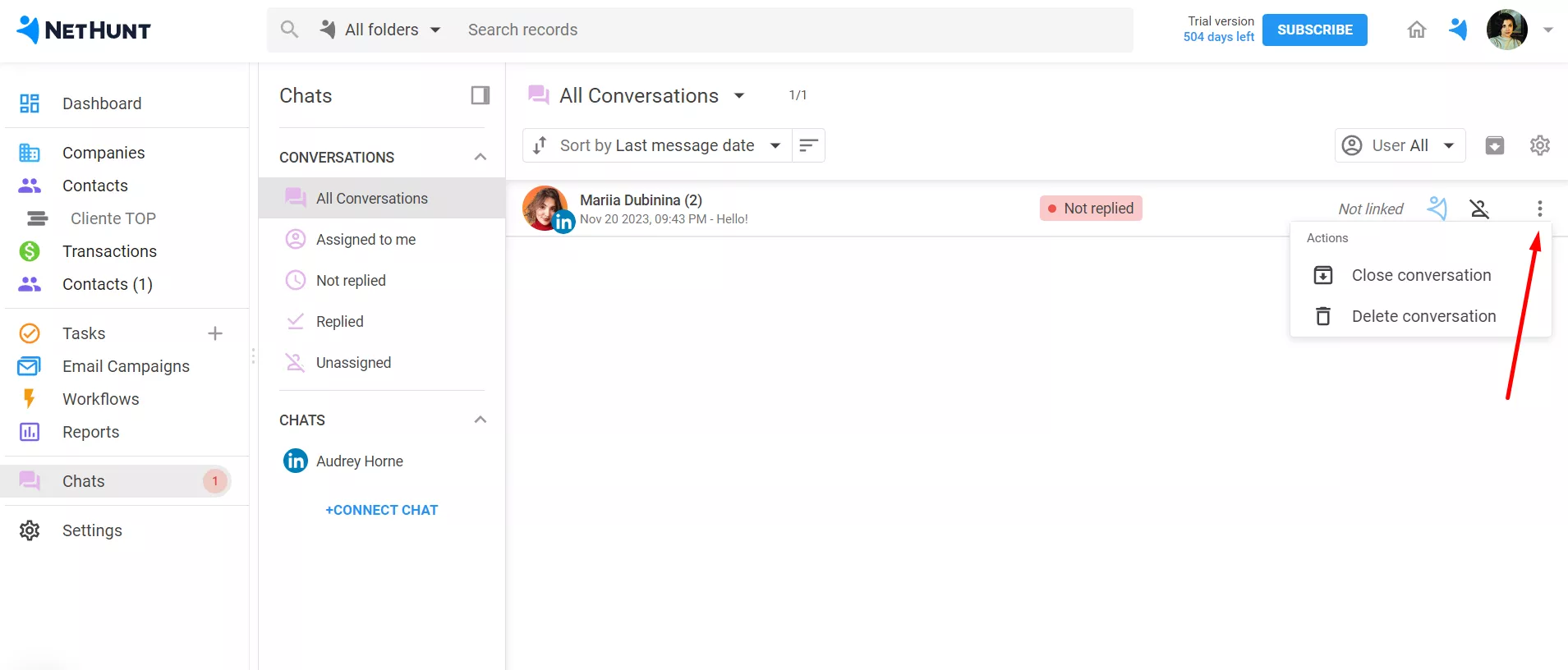 An automatically enriched lead profile