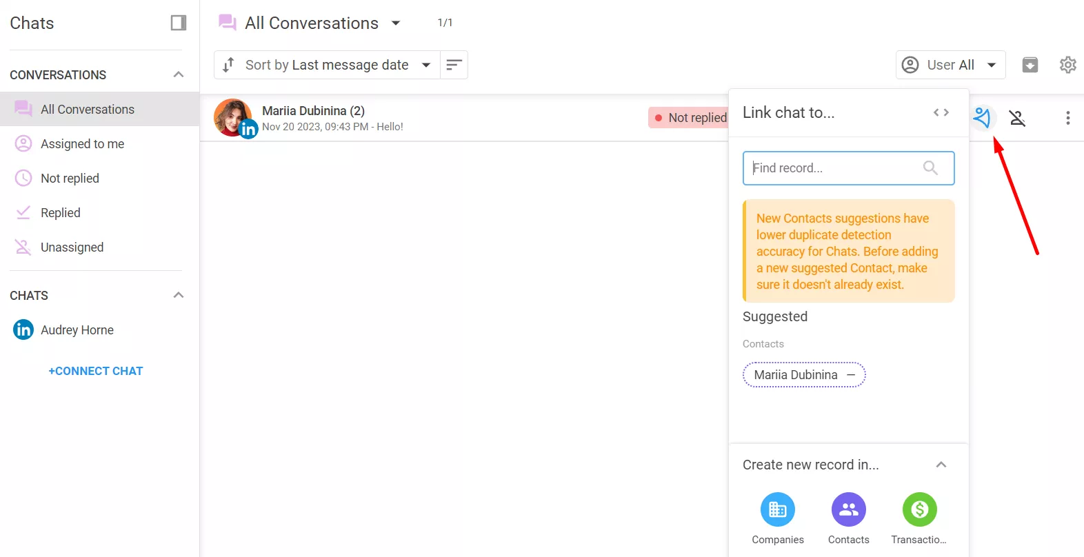 An automatically enriched lead profile