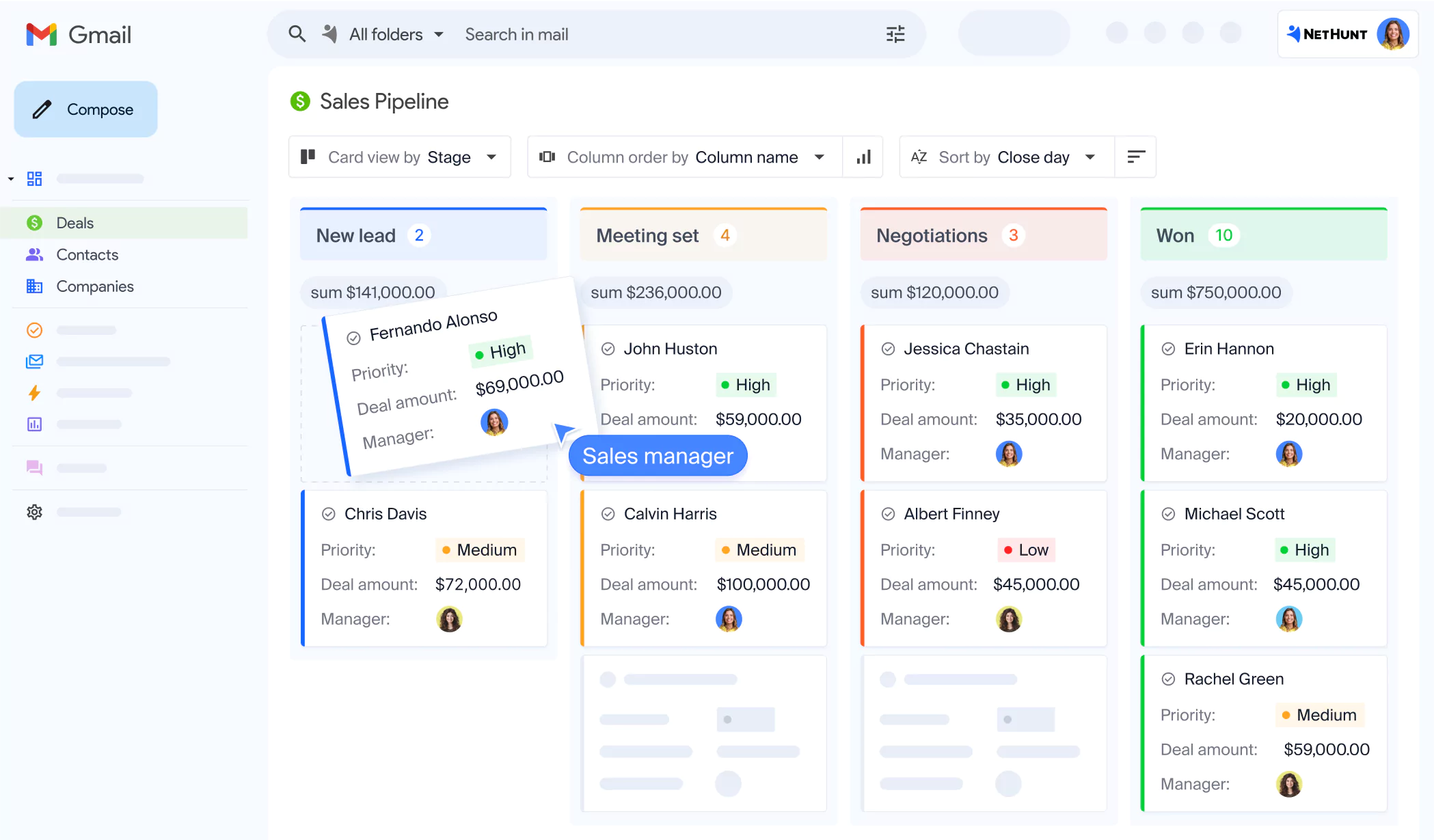 screen NetHunt CRM