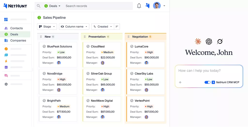 screen NetHunt CRM