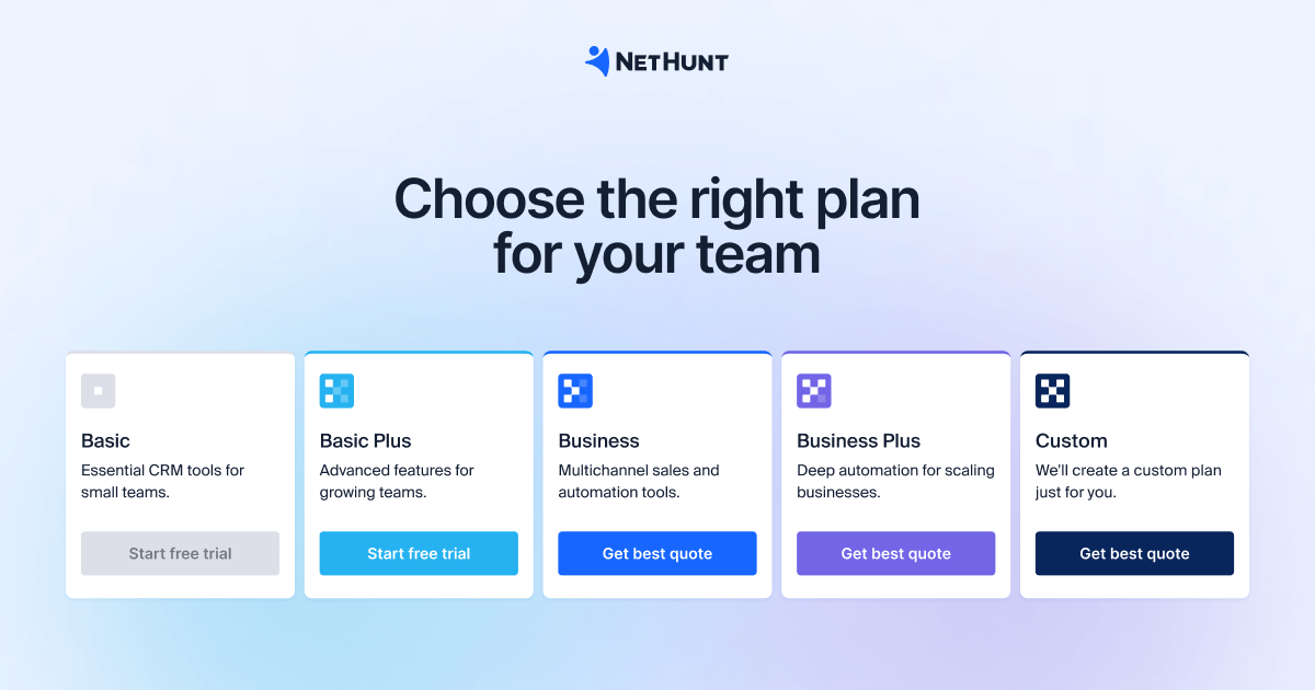 Pricing | NetHunt CRM in Gmail